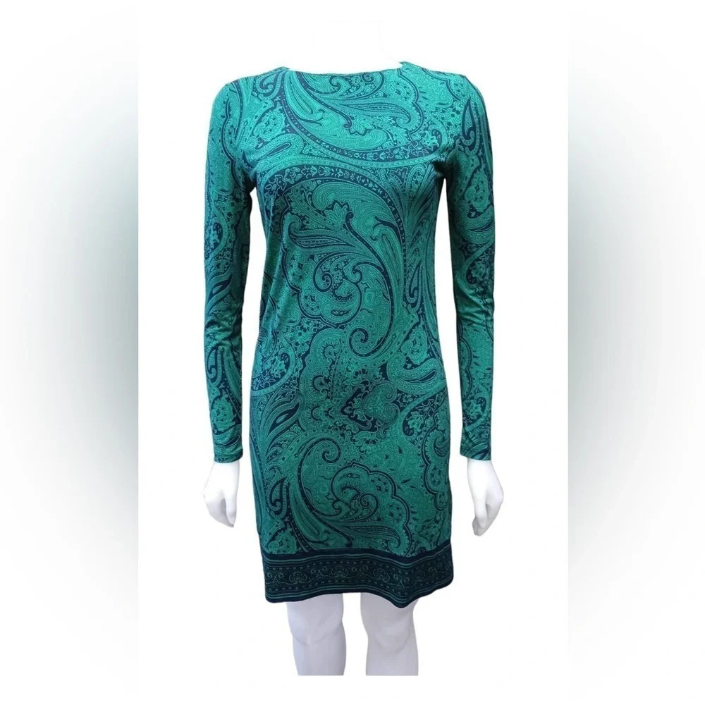 Michael Kors Green Printed along Sleeve Mini Dress Size XS